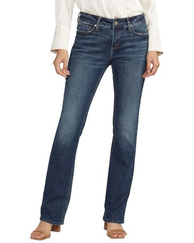 Silver Jeans Co. Elyse Mid Rise Slim Bootcut Luxe Stretch Jeans - Blue