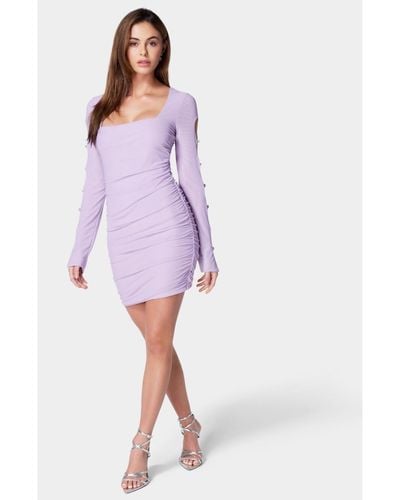 Bebe Sparkle Button Mesh Dress - Purple