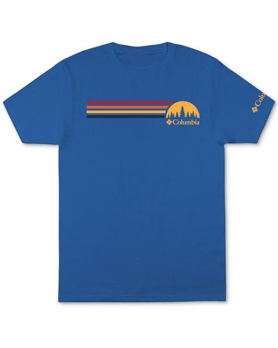 Columbia Striped Logo Graphic T-shirt - Blue