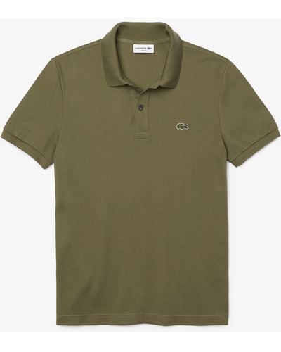 Lacoste Slim Fit Short Sleeve Ribbed Polo Shirt - Green