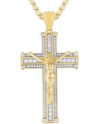 Macy's Diamond Crucifix Cross 22" Pendant Necklace (1 Ct. T.w. - Metallic