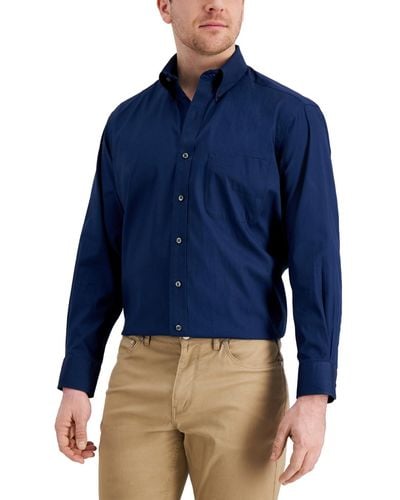 Club Room Regular Fit Cotton Pinpoint Dress Shirt, Created For Macy's - Blue