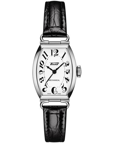 Tissot Swiss Automatic Heritage Porto Mechanical Black Leather Strap Watch 22mm - White
