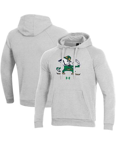 Under Armour Notre Dame Fighting Irish Mascot School Logo All Day Raglan Pullover Hoodie - Gray