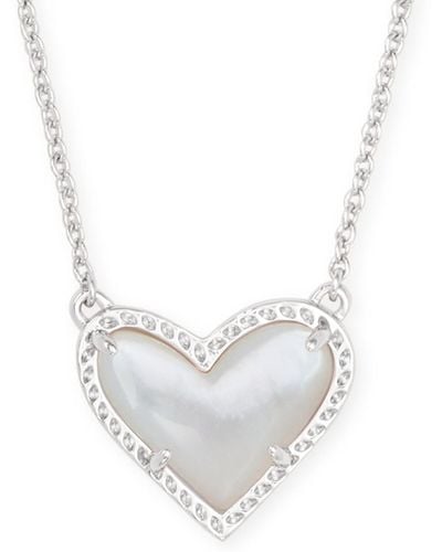 Kendra Scott 14k Gold Plated And Genuine Stone Ari Heart Pendant Necklace - White