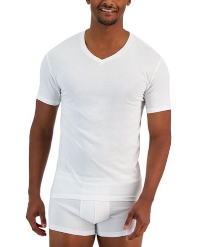 Alfani 4-pk. Slim-fit Solid V-neck Cotton Undershirts - White