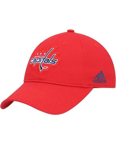 adidas Washington Capitals Primary Logo Slouch Adjustable Hat - Red