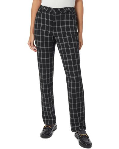 Jones New York Lexington Plaid Straight-leg Pants - Black