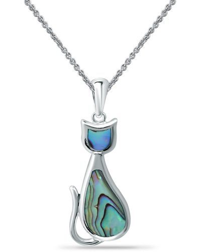 Macy's Abalone Inlay Cat Pendant Necklace - Blue
