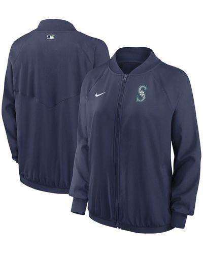 Nike Seattle Mariners Authentic Collection Team Raglan Performance Full-zip Jacket - Blue