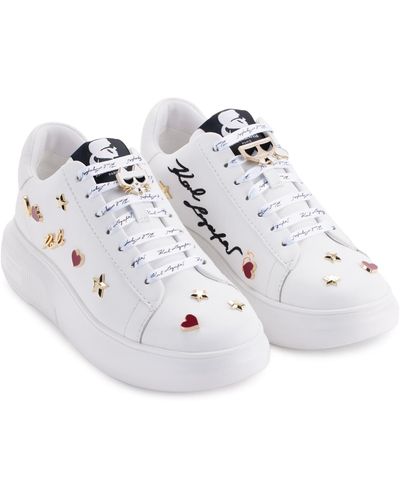 Karl Lagerfeld Kenna Lace-up Low-top Embellished Sneakers - White