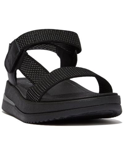 Fitflop Surff Two-tone Webbing Or Leather Back-strap Sandals - Black