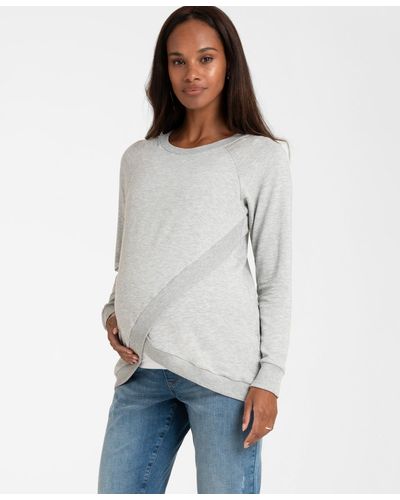Seraphine Cotton Blend Maternity And Nursing Sweatshirt - Gray