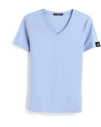 Bellemere New York Bellemere Grand V-neck Cotton T-shirt 160g - Blue