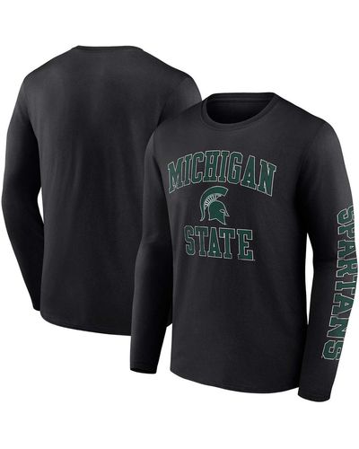 Fanatics Michigan State Spartans Distressed Arch Over Logo Long Sleeve T-shirt - Black