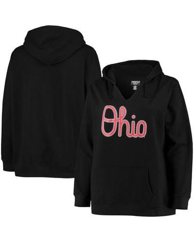 Profile Ohio State Buckeyes Plus Size Notch Neck Team Pullover Hoodie - Black
