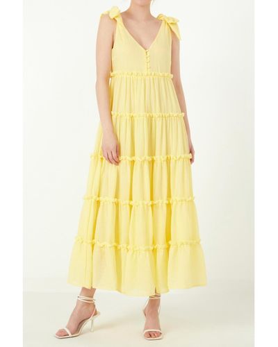 Free the Roses Tiered Maxi Dress - Yellow
