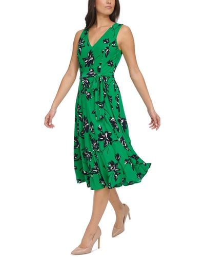 Tommy Hilfiger Camille Floral Faux-wrap Midi Dress - Green