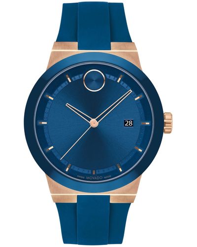 Movado Bold Fusion Swiss Quartz Silicone Watch 42mm - Blue