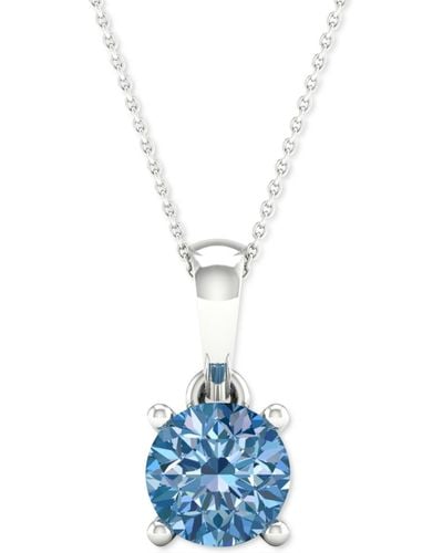 Forever Grown Diamonds Lab-created Blue Diamond Solitaire 18" Pendant Necklace (1/3 Ct. T.w.