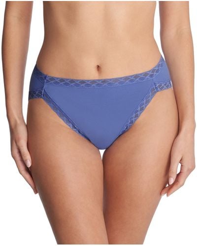 Natori Bliss Lace-trim Cotton French-cut Brief Underwear 152058 - Blue