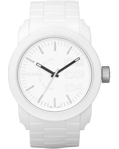DIESEL Double Down Quartz Stainless Steel And Silicone Casual Watch, Color: White (model: Dz1436)