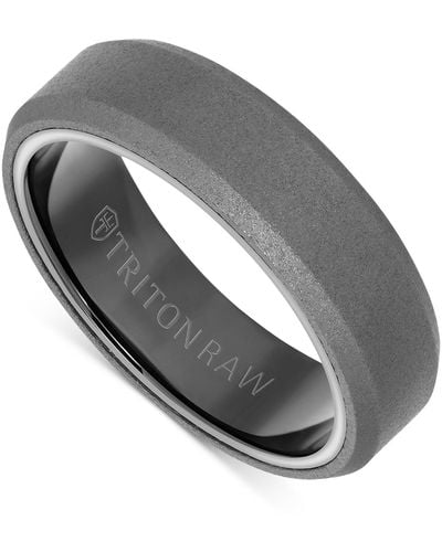 Triton Meteorite Insert Round Edge Wedding Band - Gray
