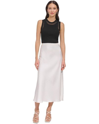 DKNY Jacquard-stripe Slip Skirt - White