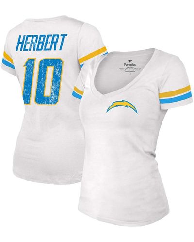 Fanatics Justin Herbert Los Angeles Chargers Name Number V-neck T-shirt - White