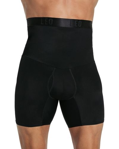 Leo High Waist Stomach Shaper With Boxer - Black