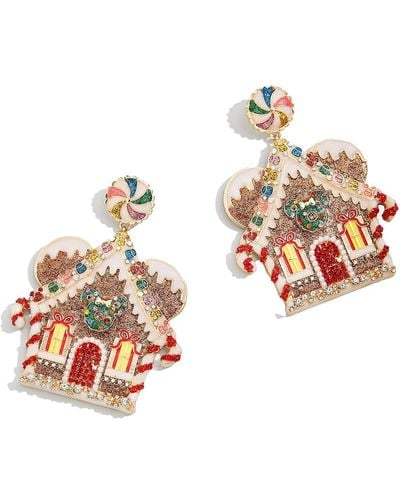 BaubleBar Mickey And Friends Gingerbread House Statement Earrings - Metallic