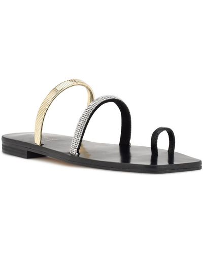 Nine West Mavis Toe Ring Flat Slide Strappy Sandals - Multicolor