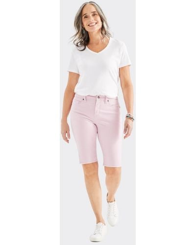 Style & Co. Mid-rise Raw-edge Bermuda Jean Shorts - Pink