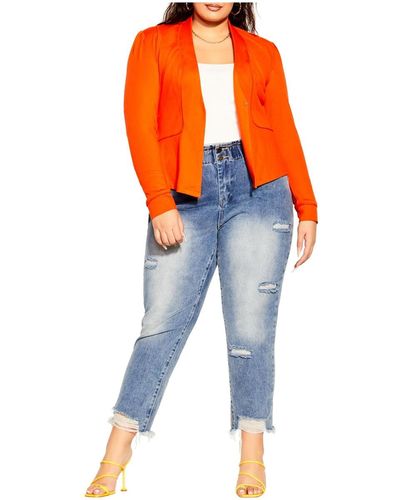 City Chic Plus Size Piping Praise Jacket - Orange