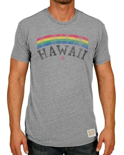 Retro Brand Hawaii Warriors Vintage Rainbow Tri-blend T-shirt - Blue