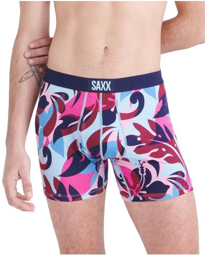 Saxx Underwear Co. Ultra Super Soft Relaxed-fit Moisture-wicking Printed Boxer Briefs - Blue