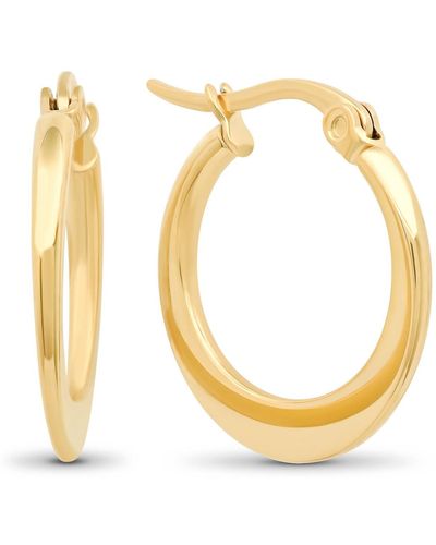 Steeltime 18k Gold Plated Stainless Steel Flat Hoop Earrings - Metallic