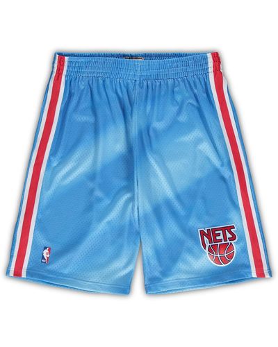 Mitchell & Ness New Jersey Nets Big And Tall Hardwood Classics Team Swingman Shorts - Blue