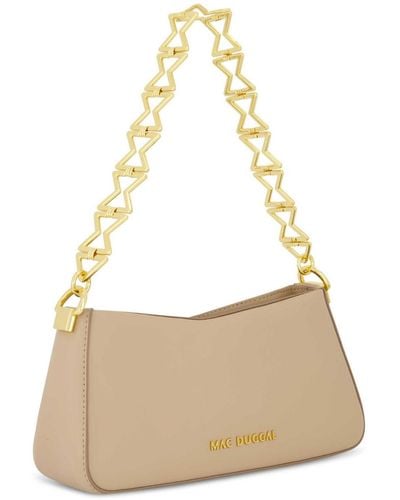 Mac Duggal Nappa Leather Gold Strap Shoulder Bag - Natural