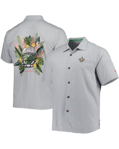Tommy Bahama New Orleans Saints Coconut Point Frondly Fan Camp Islandzone Button-up Shirt - Gray