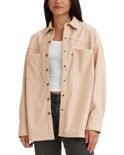 Levi's Gia Faux-leather Shirt - Natural