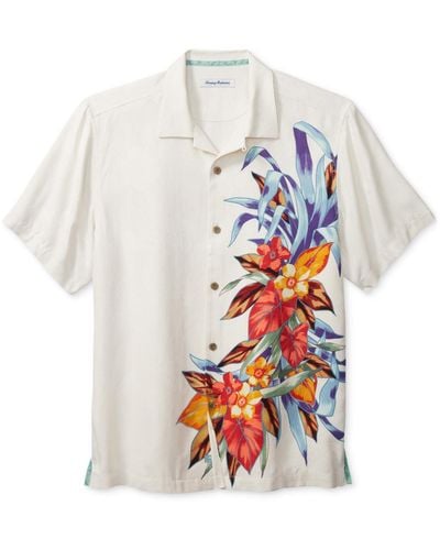 Tommy Bahama Las Flores Isle Short Sleeve Printed Silk Button-front Camp Shirt - White