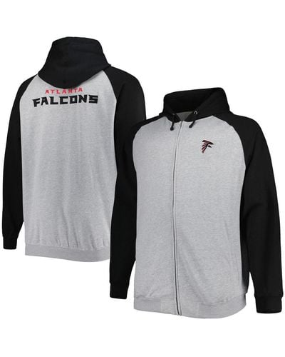 Profile Atlanta Falcons Big And Tall Fleece Raglan Full-zip Hoodie Jacket - Black