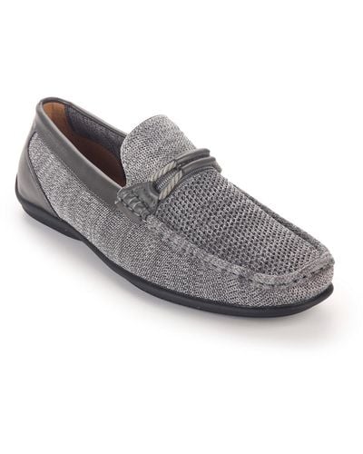 Aston Marc Knit Lace-strap Driving Loafer - Gray