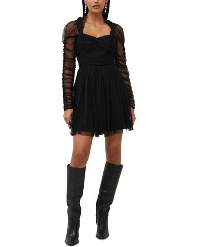 French Connection Edrea Ruched Tulle Dress - Black