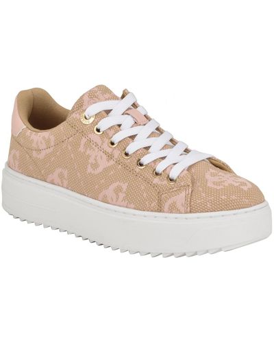 Guess Denesa Treaded Platform Lace-up Sneakers - Natural