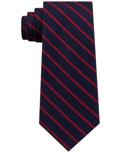 Tommy Hilfiger Exotic Woven Striped Silk Tie - Red