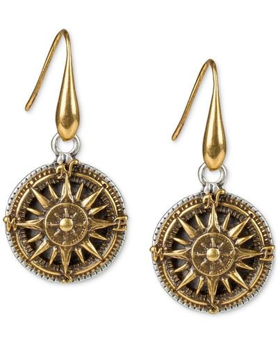 Patricia Nash Gold-tone Compass Drop Earrings - Metallic