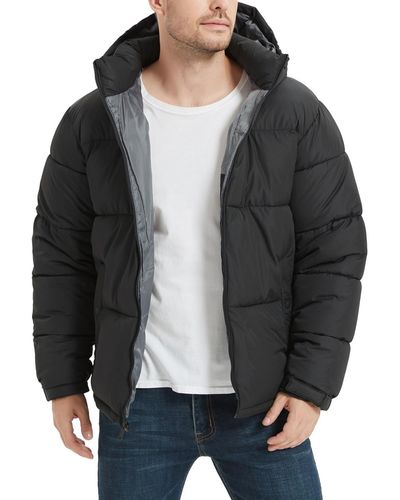Hawke & Co. Quilted Zip Front Hooded Puffer Jacket - Black