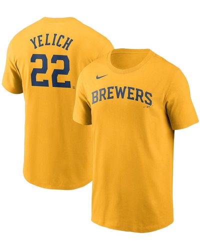 Nike Christian Yelich Milwaukee Brewers Name Number T-shirt - Metallic